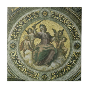 Azulejo Diosa Romana Justicia con Ángeles por Rafael