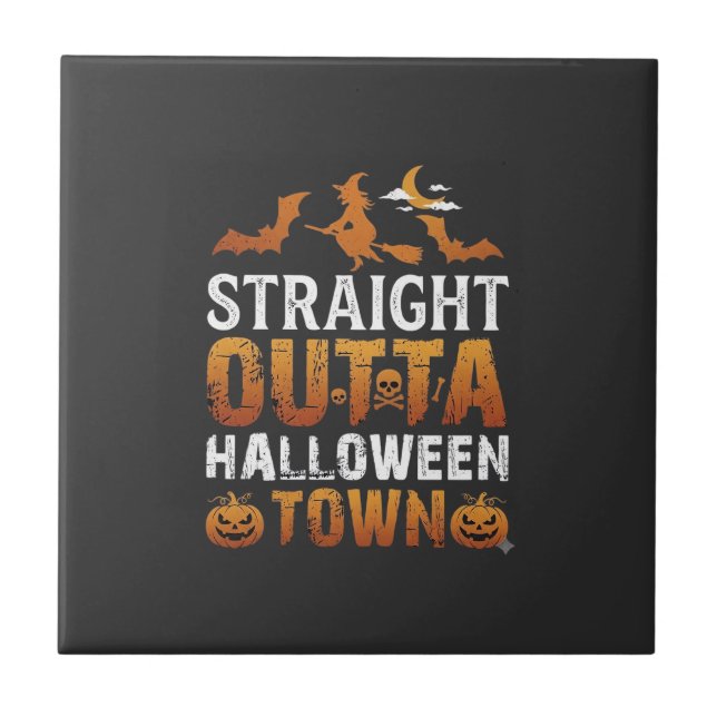 Azulejo Directamente de la Ciudad de Halloween Bruja Luna  (Frente)