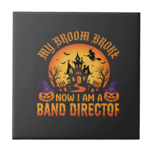 Azulejo Director de banda de Halloween Bruja Escoba Casa e