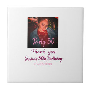 Azulejo Dirty 30 Cumpleaños añadir nombre rosa añadir fech