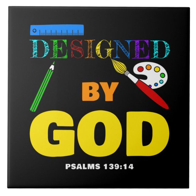 Azulejo Diseñado Por Dios - Salmos 139:14 Fe Cristiana (Frente)