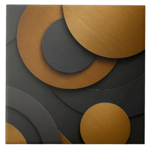 Azulejo Diseño abstracto geométrico de lujo negro y oro