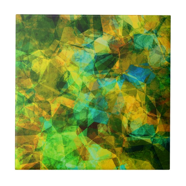 Azulejo Diseño abstracto moderno de los Verdes Funky (Frente)