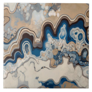 Azulejo Diseño abstracto, pintura moderna, olas, líneas