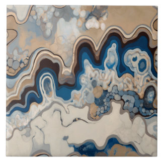 Azulejo Diseño abstracto, pintura moderna, olas, líneas