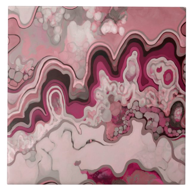 Azulejo Diseño abstracto, pintura moderna, olas, líneas (Frente)