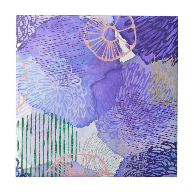 Azulejo Diseño abstracto púrpura (Frente)