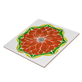 Azulejo Diseño ANARANJADO del POINSETTIA