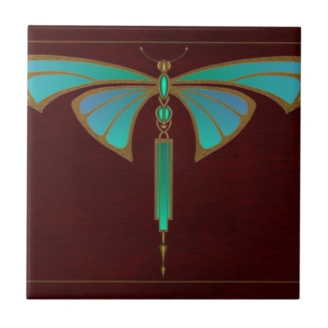 Azulejo Diseño animal de estilo Art Nouveau azul (Frente)