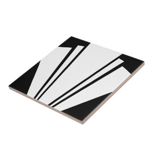 Azulejo Diseño Art Deco Blanco Y Negro