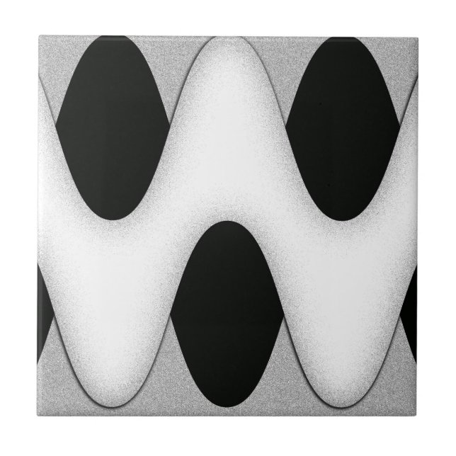 Azulejo Diseño Art Decó en blanco y negro (Frente)