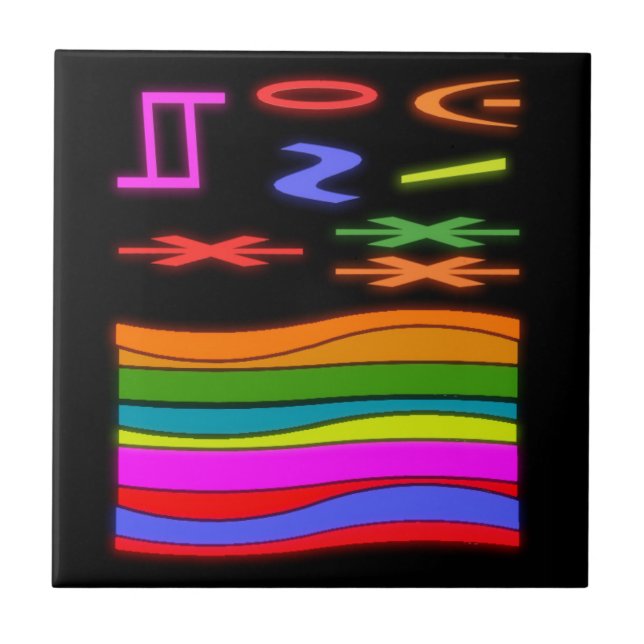 Azulejo Diseño artístico con un fondo negro (Frente)
