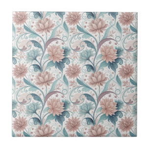 Azulejo Diseño Artístico de Flores en Remolino Floral Past