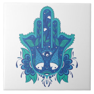 Azulejo Diseño azul de Hamsa
