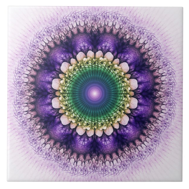 Azulejo Diseño azul del fractal natural (Frente)