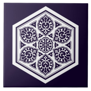 Azulejo Diseño azul turco del rosetón de las mercancías