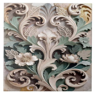 Azulejo Diseño barroco floral tallado elegante