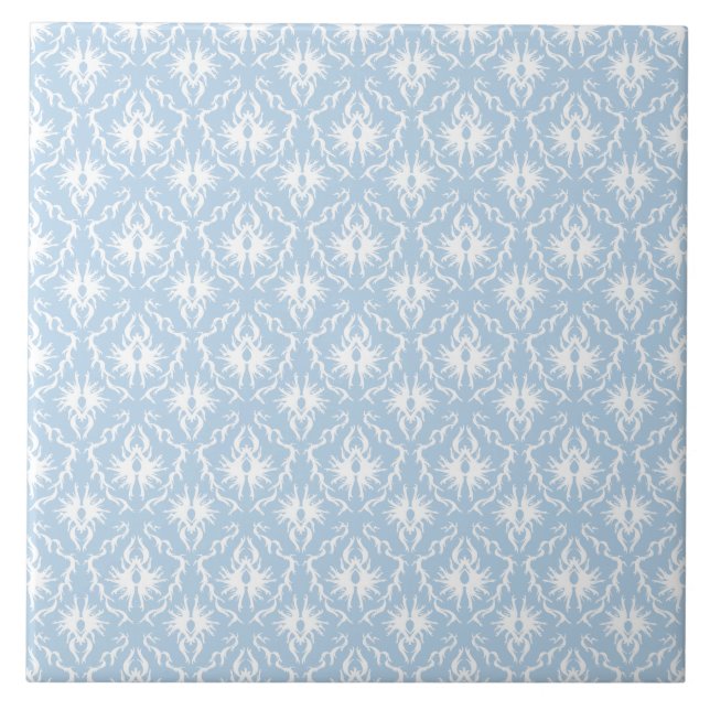 Azulejo Diseño blanco y azul claro del damasco (Frente)
