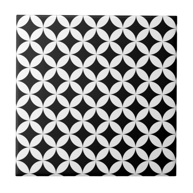 Azulejo Diseño blanco y negro de las estrellas de los (Frente)