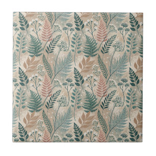 Azulejo Diseño Botánico de Flores Silvestres Rústicas y Fo