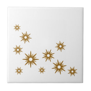 Azulejo Diseño cerámico de estrella en explosión dorada de