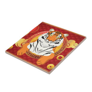 Azulejo Diseño chino de año nuevo con tigre