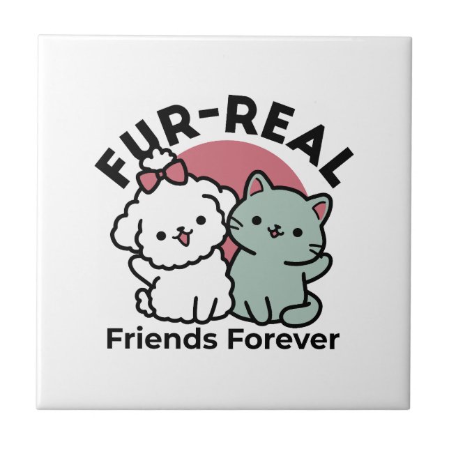Azulejo Diseño 'Cuatro amigos reales para siempre' de gato (Frente)