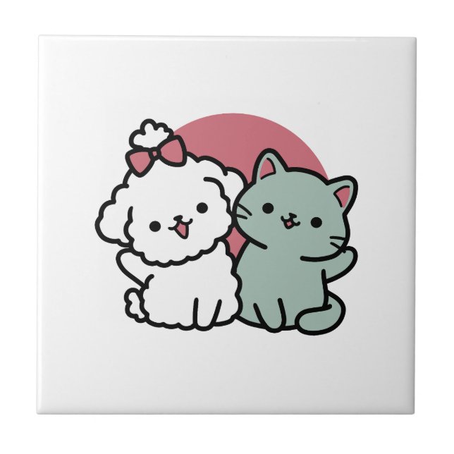 Azulejo Diseño 'Cuatro amigos reales para siempre' de gato (Frente)