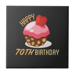 Azulejo Diseño de 70 años lindo con pastel de chocolate