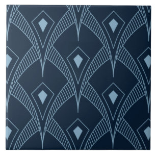 Azulejo - Diseño de Abanico Art Deco Azul 2
