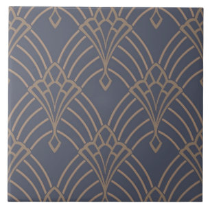 Azulejo - Diseño de Abanico Art Deco Lila/Dorado 2