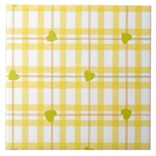 Azulejo Diseño de acuarela en amarillo limón con corazones