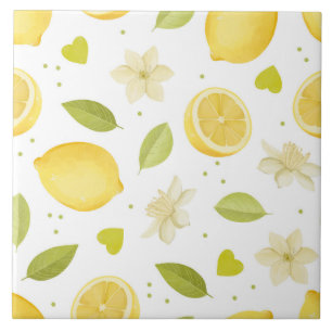 Azulejo Diseño de acuarela Limones y Flores