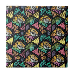 Azulejo Diseño de Animal Geométrico de Tigre de Jungla Neo