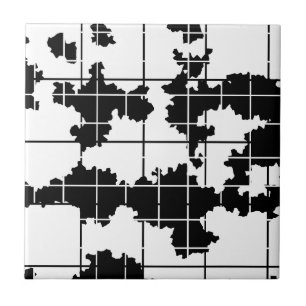 Azulejo Diseño de arte abstracto orgánico blanco y negro