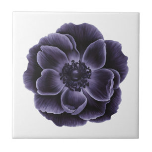 Azulejo Diseño de arte botánico en color morado oscuro