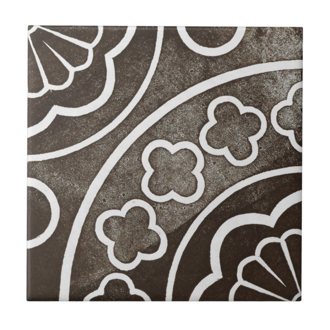 Azulejo Diseño de arte cerámico irlandés vintage - Negro (Frente)