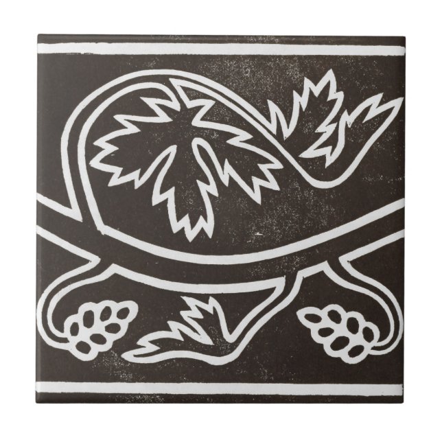 Azulejo Diseño de arte cerámico irlandés vintage - Negro (Frente)