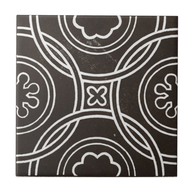 Azulejo Diseño de arte cerámico irlandés vintage negro (Frente)