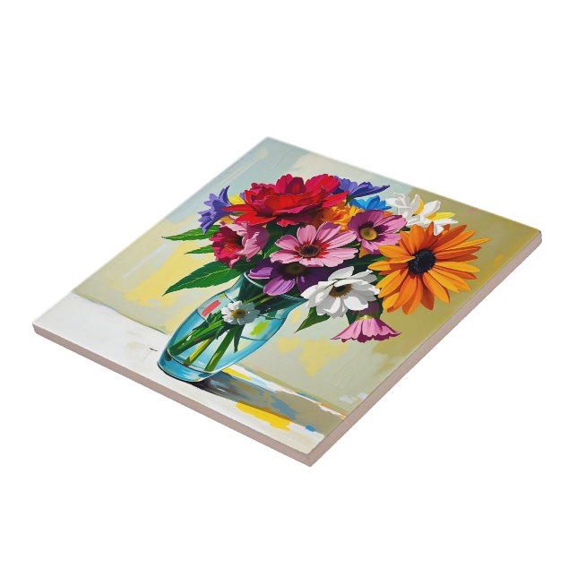Azulejo Diseño de arte floral precioso (Lado)
