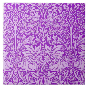 Azulejo Diseño de aves y conejos, lavanda colorida,
