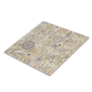 Azulejo Diseño de bandas de oro de caramelo floral de col