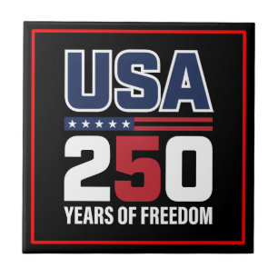Azulejo Diseño de bandera patriótica USA 250 años de liber
