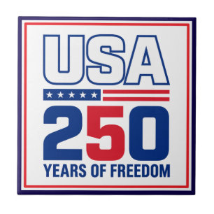 Azulejo Diseño de bandera patriótica USA 250 años de liber