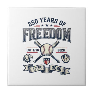 Azulejo Diseño de béisbol patriótico 250 años de libertad_