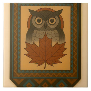 Azulejo Diseño de búho mágico con aspecto de abalorios