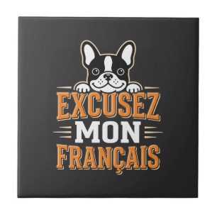 Azulejo Diseño de Bulldog Francés Excusez Mon Franais