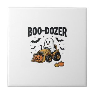 Azulejo Diseño de bulldozer fantasma de Halloween Boo-Doze