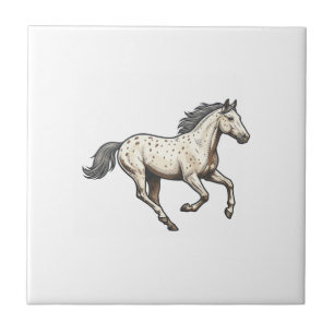Azulejo Diseño de caballo Appaloosa corriendo grabado vint