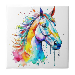 Azulejo Diseño de cabeza de caballo colorida